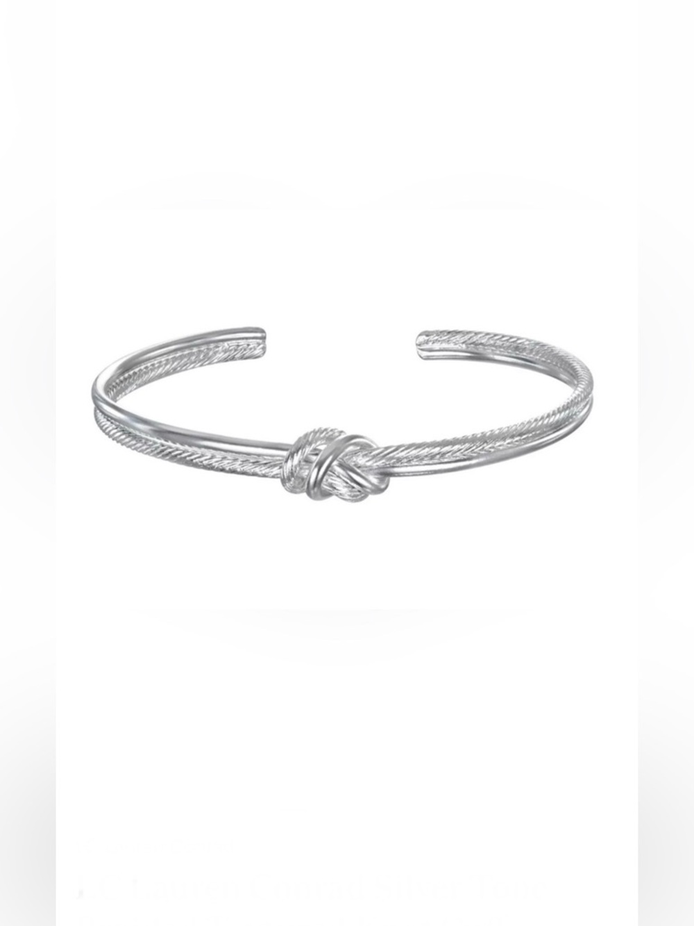 LC Lauren Conrad Silver Tone Braided Textured Knot Cuff Bracelet